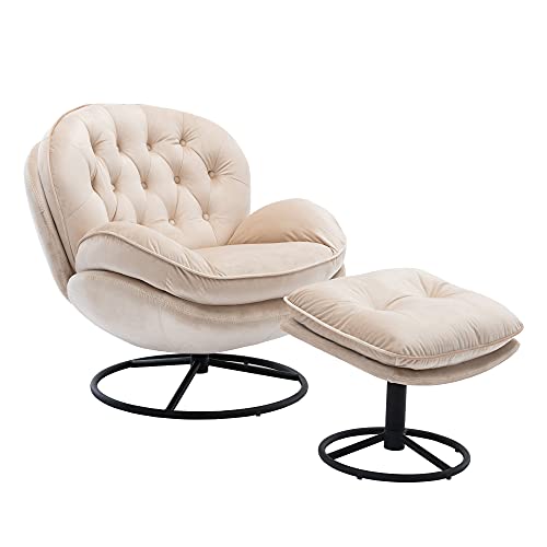 Sillón reclinable tapizado terciopelo beige moderno miniatura 7