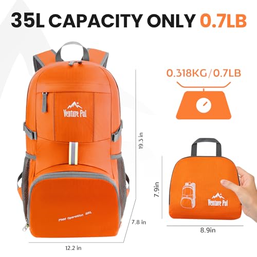Venture Pal 35L Ultralight Lightweight Packable Foldable Travel Camping Hiking Outdoor Sports Backpack Daypack - Thumbnail 5