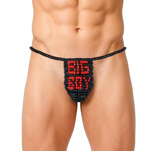 sugar tease Candy Posing Pouch Panties Funny Underwear for Men One Size Fits Most Reinforced String Design (Black/Big Boy)