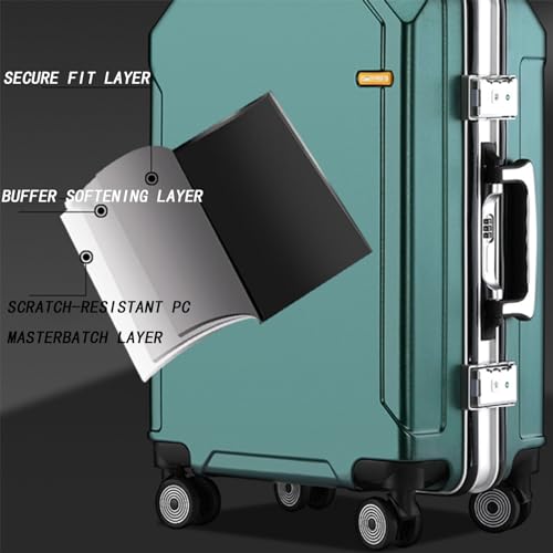 Anti-Scratch and Pressure-Resistant Suitcase, Charging Port Password Lock Height-Adjustable Trolley Suitcase for Business Trips (Blue Black Frame C)2
