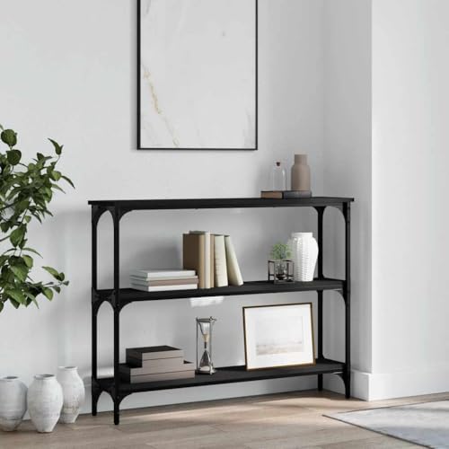 Mesa consola negra para pasillos estrechos que soluciona el desorden 3