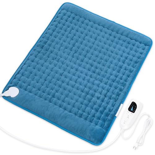 Image of Deepsoon Heating Pad,Electric Heating Pads for Back,Neck,Moist Heating Pad for Abdomen Shoulder Knee Legs,Dry /Moist Heat&Auto Shut Off,Mother's Day Birthday for Men and Women,Blue,24x20 Inch