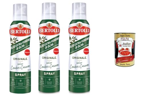 Italian Gourmet Bundle Olivenöl Spray 3x 200ml + Italian Gourmet Polpa Gratis Extra Vergine Öl Spray für Heißluftfritteuse Salate Grillen & Mediterrane Küche Praktisches Cooking