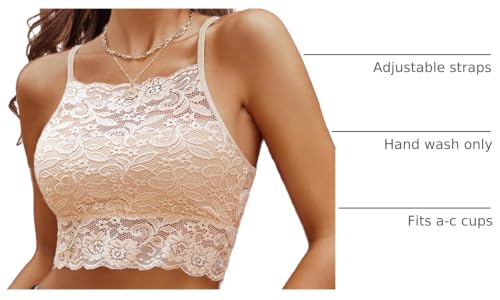Image of Avidlove Lace Bralette for Women High Neck Camisoles Racerback Double-Layered Crop Top