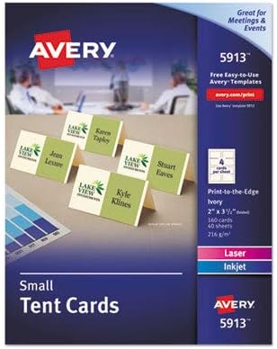 Avery Tent Cards, 2"x3-1/2", 160/PK, Ivory