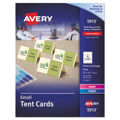 Avery Tent Cards, 2"x3-1/2", 160/PK, Ivory
