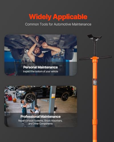 VEVOR Unterlift-Stützständer (rund Basis) 750 kg Unterhubwagen-Stützständer (Hebehöhe 134-193 cm) mit lagermontierter Drehgriff & selbstsichernde Gewindeschraube & Zwei Rädern Orange