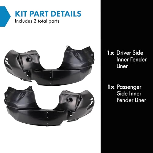 Image of TRQ Front Driver and Passenger Side Inner Fender Liner Set Compatible with 2011-2013 Ford Fiesta
