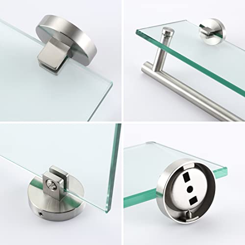 Kes 16-Inch Glass Shelves For Bathroom, Bathroom Shelf Tempered Glass 2 Pack Wall Mount Sus 304 Stainless Steel Brushed Finish, A2022S41-2-C1 #TOP7