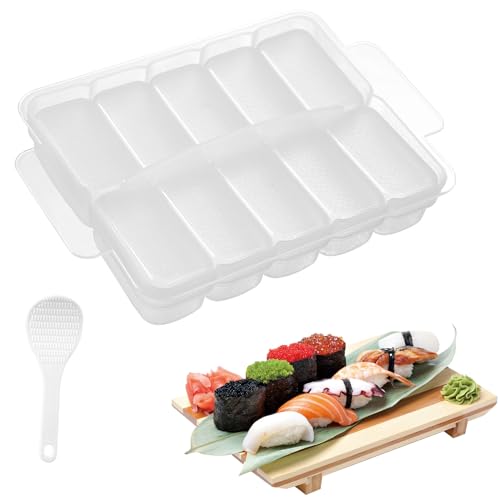 AYCCNH 10 in 1 Mini Japanese Onigiri Sushi Mold, Nigiri Bento Rice Ball Mold Rectangular Sushi Maker…