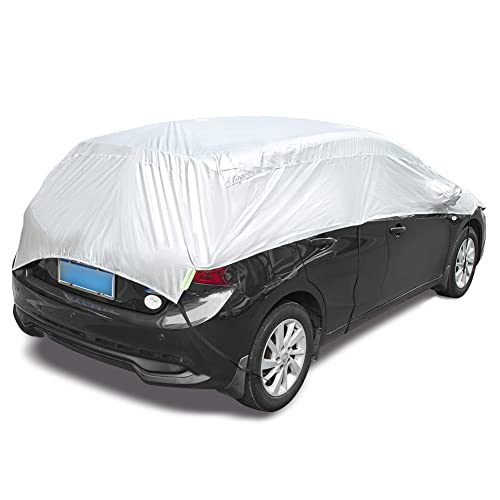 Image of Blueshyhall Car Cover Waterproof All Weather, Half Exterior Cover Outdoor Snow Sun UV Protection, Universal Fit for Hatchback