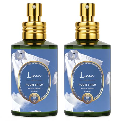 Linen Room Spray 2 Pack, 3.4oz/100ml Each – Long-Lasting Air Freshener & Odor Eliminator for Home, Bathroom, Bedroom & Office, Concentrated Room Spray