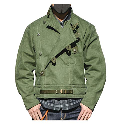 Men's WW2 Brad Army Tanker Jacket - Military WW2 Pitt Vintage Bomber Khaki Cotton Jackets for Men,