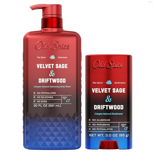 Image of Old Spice Alchemist Collection Body Wash + Aluminum Free Deodorant Bundle for Men, Velvet Sage + Drift Wood Scent, 24 /7 Cologne Infused Scent, No Trade Off Formula, 20 oz & 3 oz (Pack of 2)