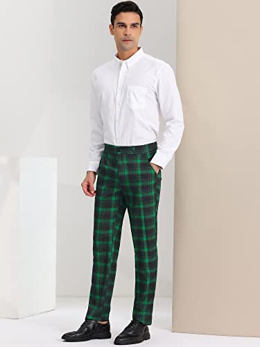 Lars Amadeus Men's Plaid Dress Pants Casual Slim Fit Checkered Business Trousers4