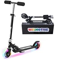 Kick Scooter for 3+Years Old Boys & Girls Lightweight, Foldable, Aluminum Frame, and Adjustable Handlebars, Rear Brake, and Flashing Light up Wheels (Black)