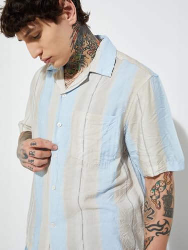 Image of Max URB N Men Half Sleeves Striped Boxy Fit Oversized Shirt