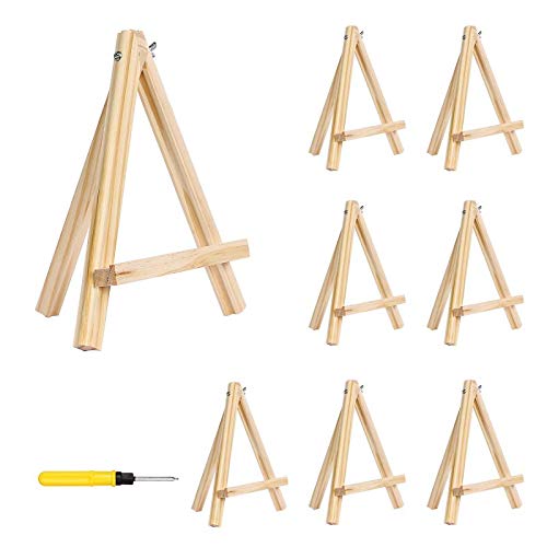 Tripod Easel Stand, 8 Pack Portable Natural Pine Wood Photo Painting Easel Display