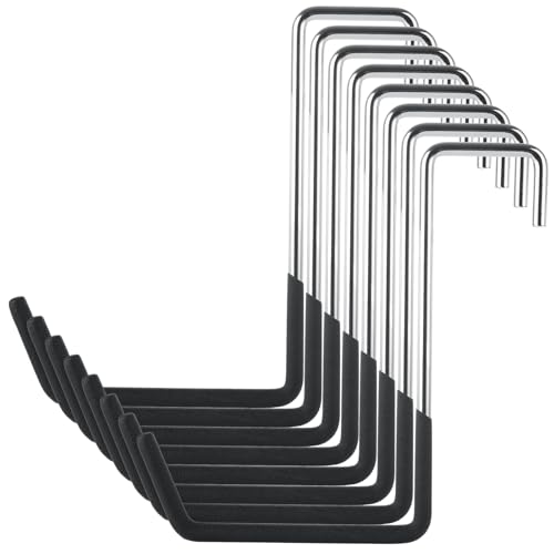 Oungy 8 PCS Rafter Hanger Hook Vinyl Coated Heavy Duty Large S Hooks for Hanging Garage Bike Hooks Ladder Hooks S Shaped Hooks for Hanging Plants Jewelry Pot Pan