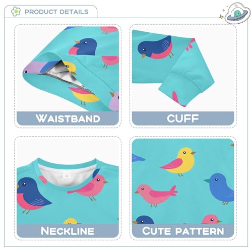 JUNZAN Cute Cartoon Birds Blue Little Boys Hoodie Sweatshirt Fleece Sweatshirts for Boys Party 4T3