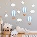 Poen 10 Pcs Star Hot Air Balloon and Cloud Nursery Decor Western Wall Decor for Bedroom Mini Felt Clouds Stars Hot Air Balloon Nursery Felt Wall for Kids Baby Bedroom(Blue)