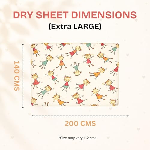 Image of Zikku Printed Dry Sheets for Baby Bed Size Double Bed Extra Large Soft |Comfortable |Extra Absorbency|Fast Dry (200x140 cm, White, Kids Print)