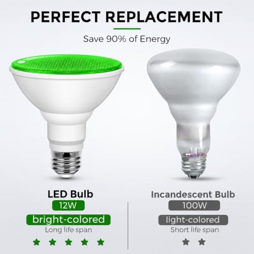 Image of L LOHAS LED Green Christmas Flood Light Bulbs, PAR30 Flood Light Outdoor