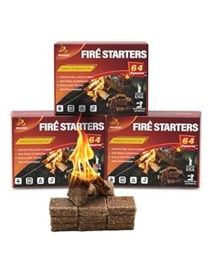 Nvkrvks Fire Starter Squares 192, Natural & Odourless FireStarters Cubes for Campfire, Fireplace, Chimney and Barbecue, Water Resistant, Easy to Ignite, Safe Camping Accessories