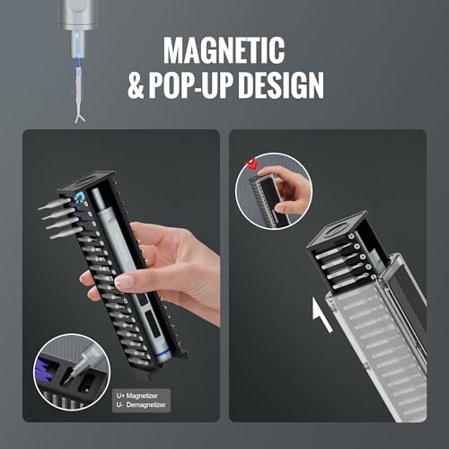 WORKPRO 42-in-1 elektrische schroevendraaierset, fijnmechanische schroevendraaierset met 36 S2-bits, magnetische opbergdoos, type C opladen, voor nauwkeurige reparaties van telefoon, horloge, camera - Afbeelding 6