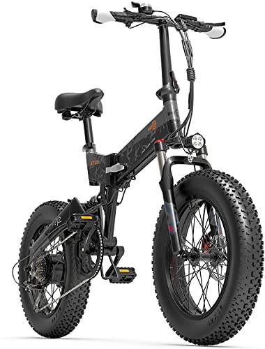 Bezior Foldable Electric Bicycle, Portable Electric Snowmobile, 48v 15ah, 1000W Motor Power, 20Inch Rim, Up to 50km Mileage, XF200 (Gray)