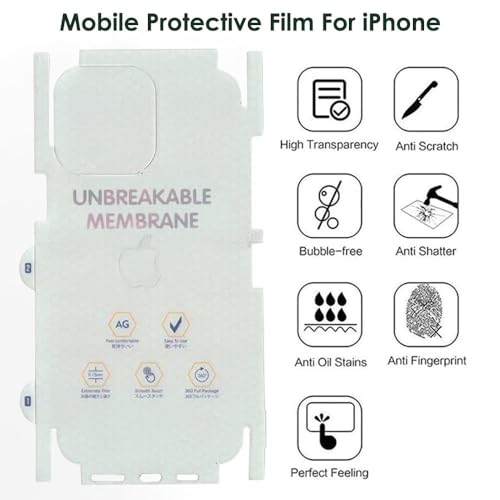 Image of MACLEN Matte Finish Full Body Cover Back Protector Compatible with iPhone 14 | Unbreakable Membrane Scratch Guard Full Fit Protective, Case Friendly, (Back & Side) (Pack of 1)