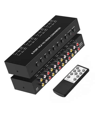 Convertisseur 8 ports RCA vers HDMI double boîtier AV commutateur 1080p pour consoles rétro