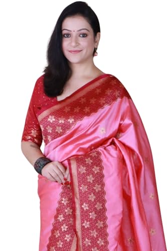 Image of SGF11 Women's Kanjivaram Pure Handloom Soft Silk Saree With Blouse Piece