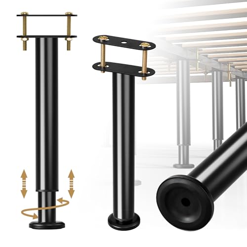 Laowu Adjustable Bed Frame Support Legs,Metal Bed Center Slat Heavy Support Leg,Upgrade Under Bed Support, Bed Slat Reinforcement Ki (2Pcs Height: 7 to 13 inchs)
