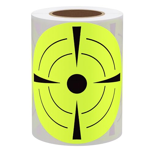 Hybsk Target Pasters 3 Inch Round Adhesive Shooting Targets - Target Dots - Fluorescent Yellow and Black (3 inch, Fluorescent Yellow)