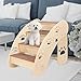 FJMQHU Dog Stairs Wood Pet Steps Non Slip Ramp Portable Ladder Multifunctional Indoor Staircase for Small Dogs and Cats Suitable for Living Room Bedroom Home, 4 Step