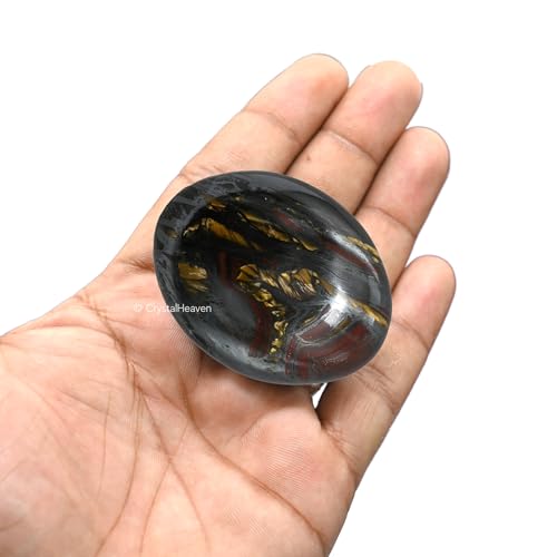 Image of Certified Iron Tiger Eye Crystal Palm Pebbles Stones for Anxiety Stress Relief Massage - AAA Grade Original Healing Gemstone Agate Palm Stone for Yoga Meditation Spiritual Reiki Feng Shui