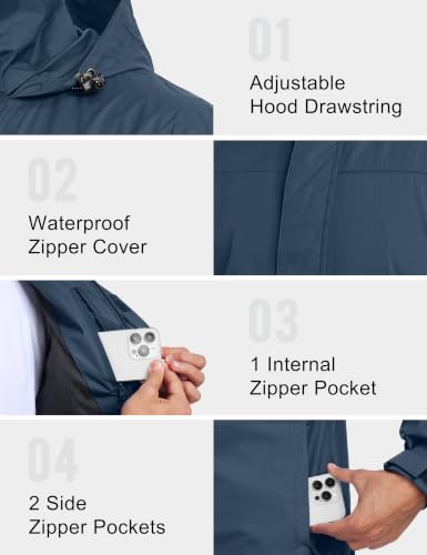 Image of Little Donkey Andy Men's Waterproof Rain Jacket Outdoor Raincoat for Hiking
