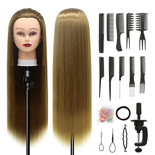 Styling Head 28 inch Hairdresser Training Head 100% Synthetic Fiber Hair Styling Head