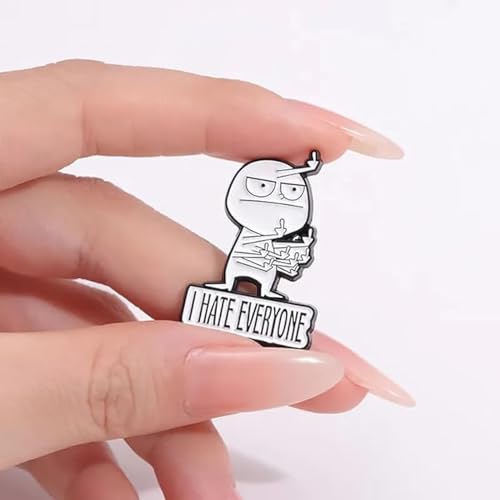 Image of I Hate Everyone Funny Brooch - Interactive Mood Expressing Enamel Pin, White Elephant Gift for Women & Men