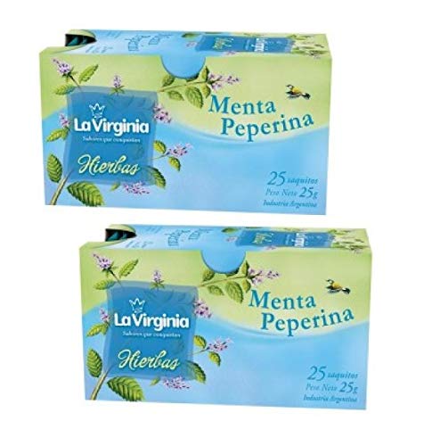 LA VIRGINIA Tés Menta Peperina Paquete de 2  25 SaquitosTé de menta, 25 Bolsas de Té