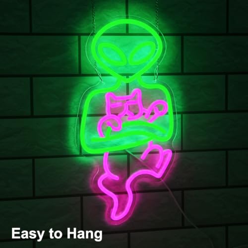 Image of Alien Cat Neon Sign Dimmable LED LED Light for Bedroom Man Cave Bar Decor