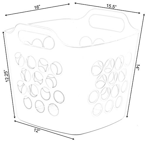 Panier à linge carré vert en plastique souple Basicwise (lot de 3) avec poignées - 5