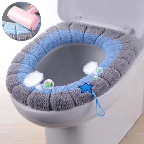 yeemeen Toilettensitzbezug, 4Pcs WC-Sitzwärmer, Toiletten Sitzbezug, WC Sitzbezüge für Universal Toilettensitz, Waschbar, Weich, Bequem und Dehnbar