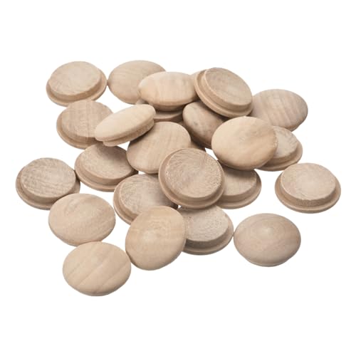 Image of uxcell Wood Plugs, 50Pcs 25 x 20 mm - Beech Wood Button Top Plugs, Screw Hole Covers, Decorative Wooden Cover for Stair Chair Craft Furniture Woodworking