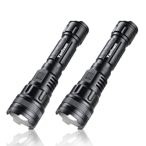 Yanfoam Rechargeable Flashlights High Lumens - 1000LM Super Bright LED Small Powerful Tactical Flashlight - 3 Modes High Powered Handheld Flash Light for Home Emergencies Camping Hiking - 2 Pack