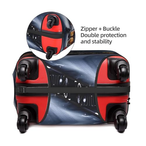Winter Christmas Snow Night Railway Train Print Luggage Cover For Suitcases, Travel Case Protector, Simple & Convenient Installation4