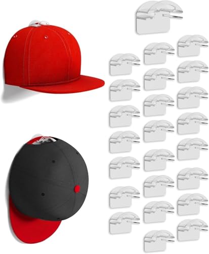 MSKEI Adhesive Hat Hooks for Wall - 2 Different Ways Hat Racks to Organize & Display Baseball Caps,...