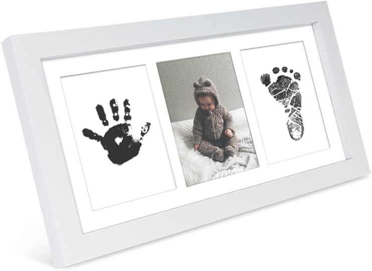Baby Photo frame 1 Pack Newborn Handprint and Footprint Picture Collection Unique guardian good memories-White