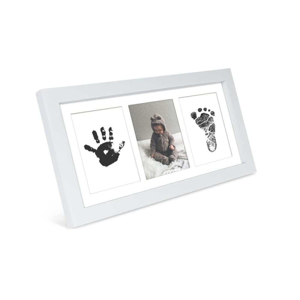 Baby Photo frame 1 Pack Newborn Handprint and Footprint Picture Collection Unique guardian good memories-White
